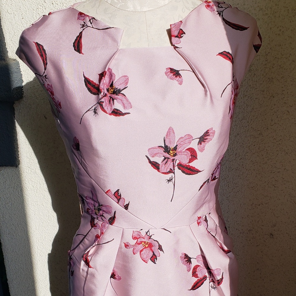 Pink Floral Printed Midi Dress
